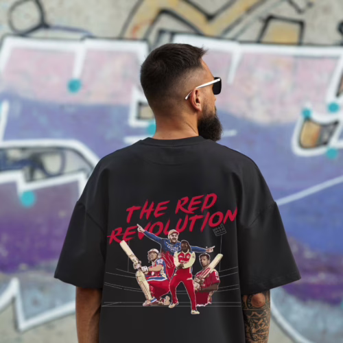 Exclusive RCB Red Revolution Oversized T-Shirt | RCB Merchandise 2025 | IPL 2025 Oversized RCB Merchandise